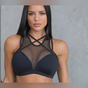 Bombshell Sportswear gray Mesh Sports Bra